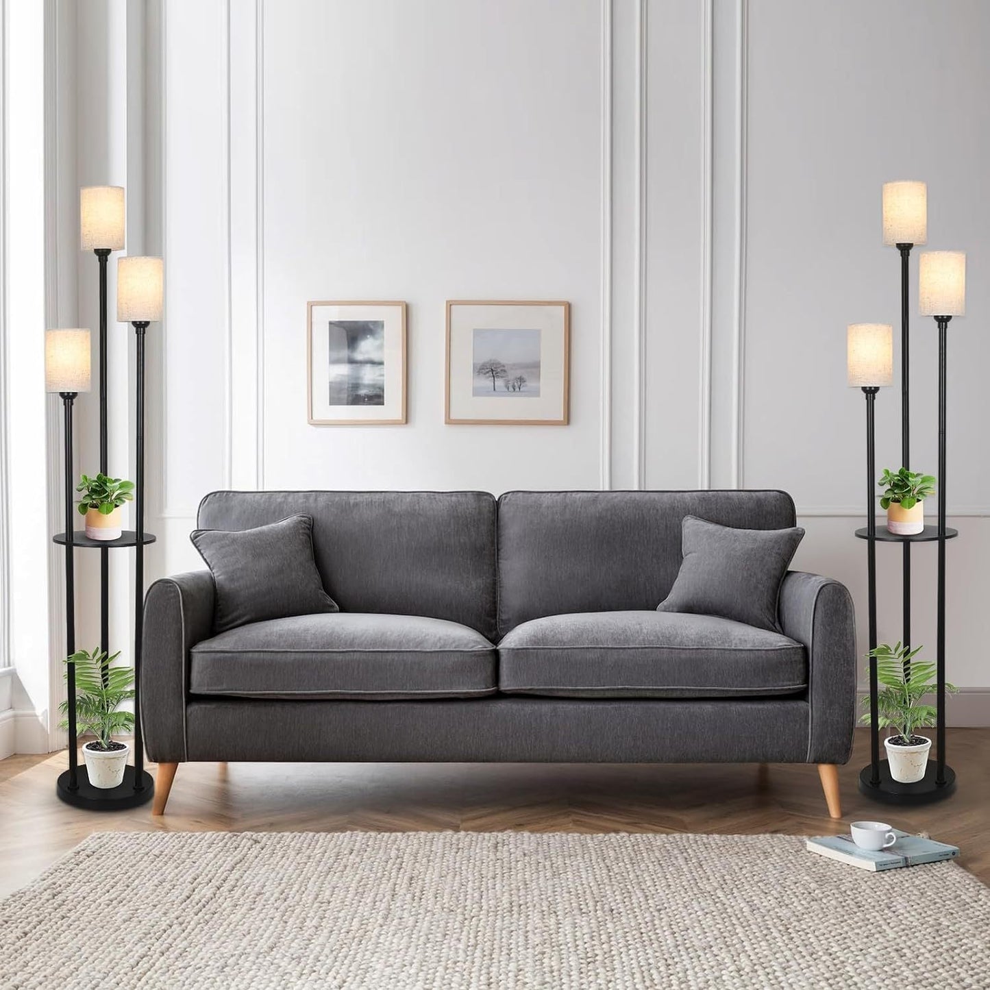 Floor Lamp With Shelf, Floor Lamp For Modern Living Room, 3 Light