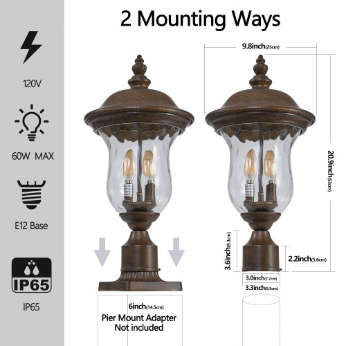 Vintage Outdoor Light Pole Lights, Waterproof Garden Patio Lights, Wal