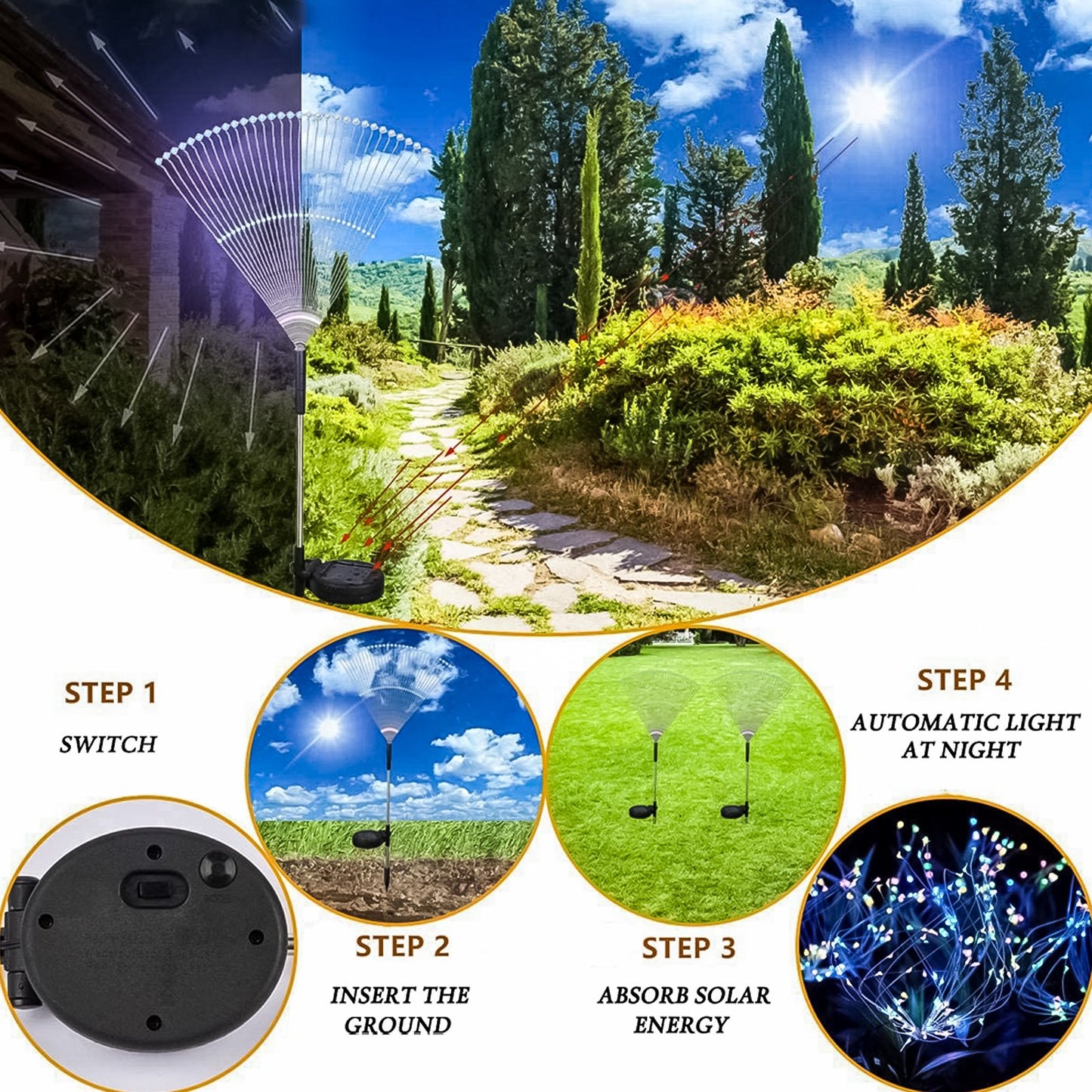 120LED Solar Firework Lights Garden Christmas Decorations