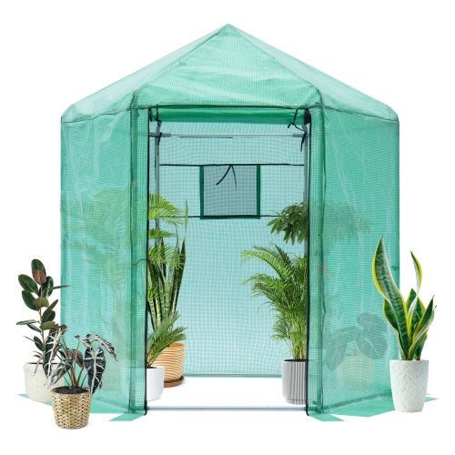 Walk-in Greenhouse Hexagonal Upgrade Reinforced Frame Heavy Duty