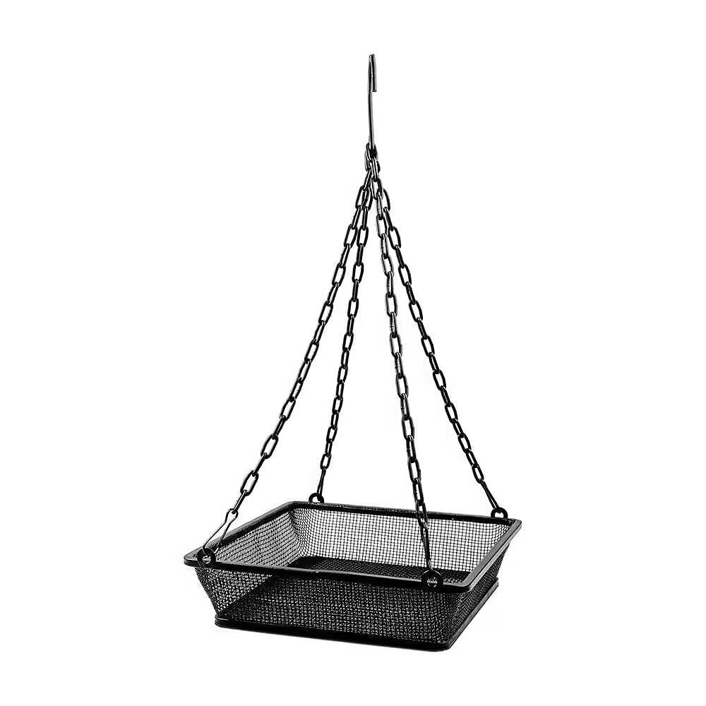 Heavy Duty Black Iron Mesh Bird Feeder Seed Tray with Easy to Hang