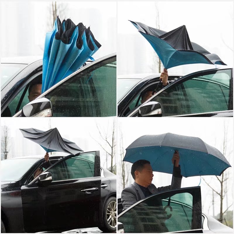 Inverted Umbrella with C-shaped Handle